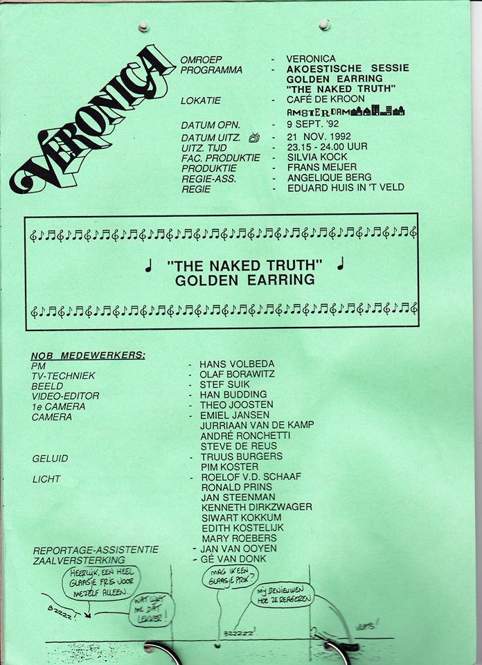 The Naked Truth TV recordings sheet September 09 1992